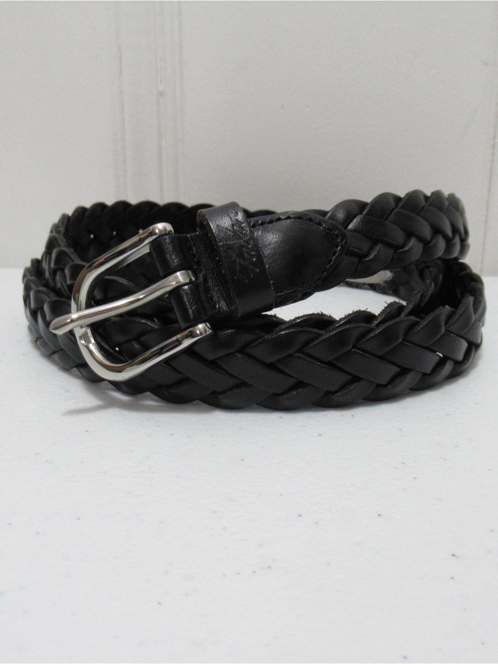 Falari Black Braided Leather Belt Size XXL